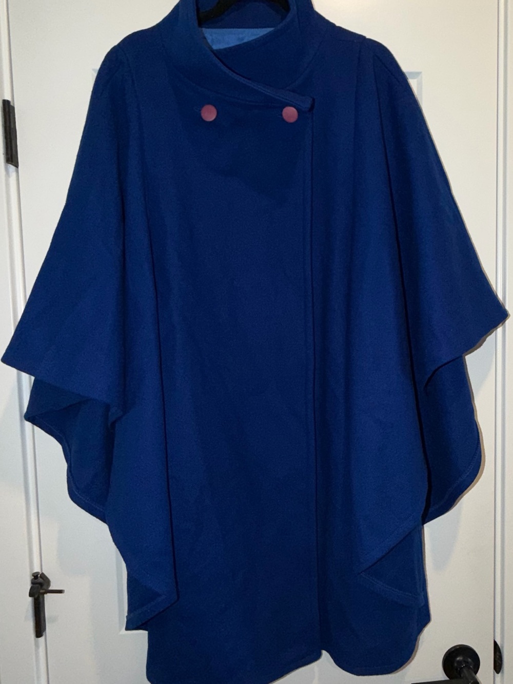 Vintage Womens Royal Blue Wool Cape Coat